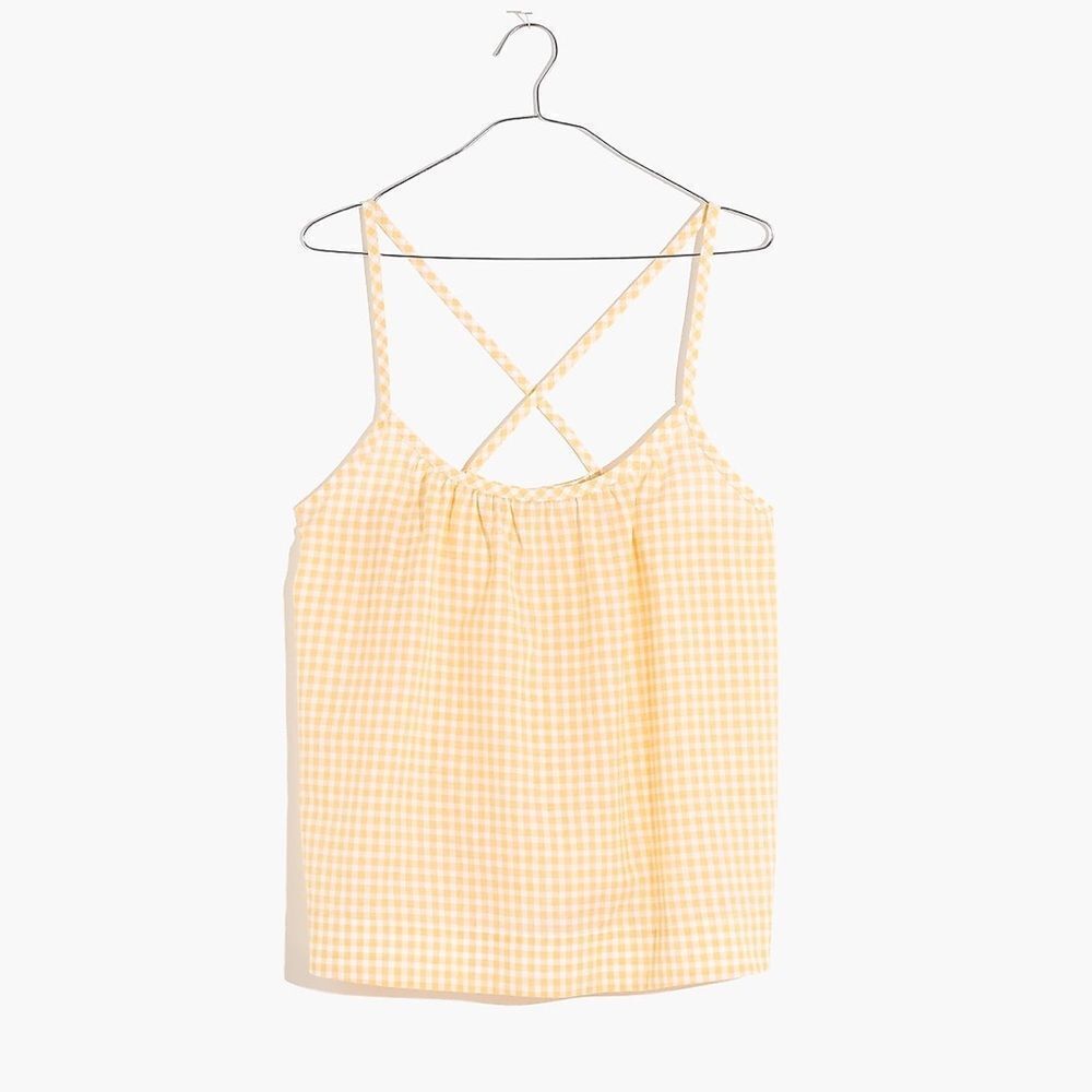 Madewell Gathered Pajama Cami Top in Saffron Gingham Size Medium